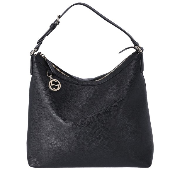 GUCCI Interlocking G Shoulder Bag 449711 Black Leather - Picture 1 of 8